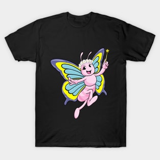 Butterfly with Magic wand and Wreath of Flowers T-Shirt